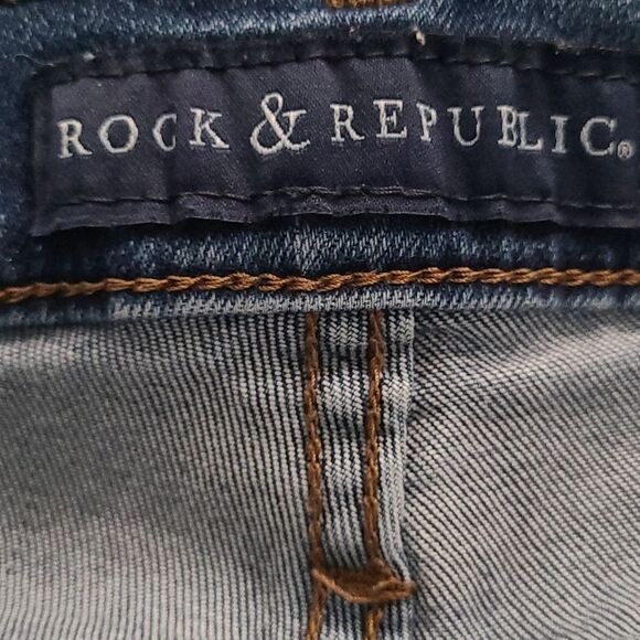 Rock and Republic Women's 10 Dark Wash Denim Distressed Jeans Mid Rise Skinny - Picture 10 of 14